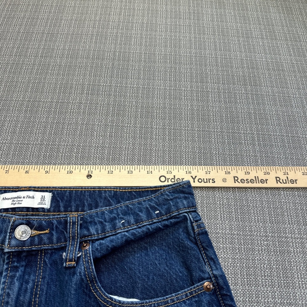 Abercrombie Fitch The Loose High Rise Jeans Womens 31 / 12R Cuffed Wide Leg - Picture 7 of 11